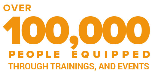 Over 100,000 people equipped through trainings, and events