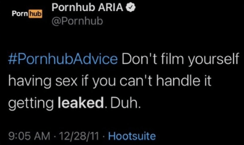 Screenshot of a tweet from PornHub